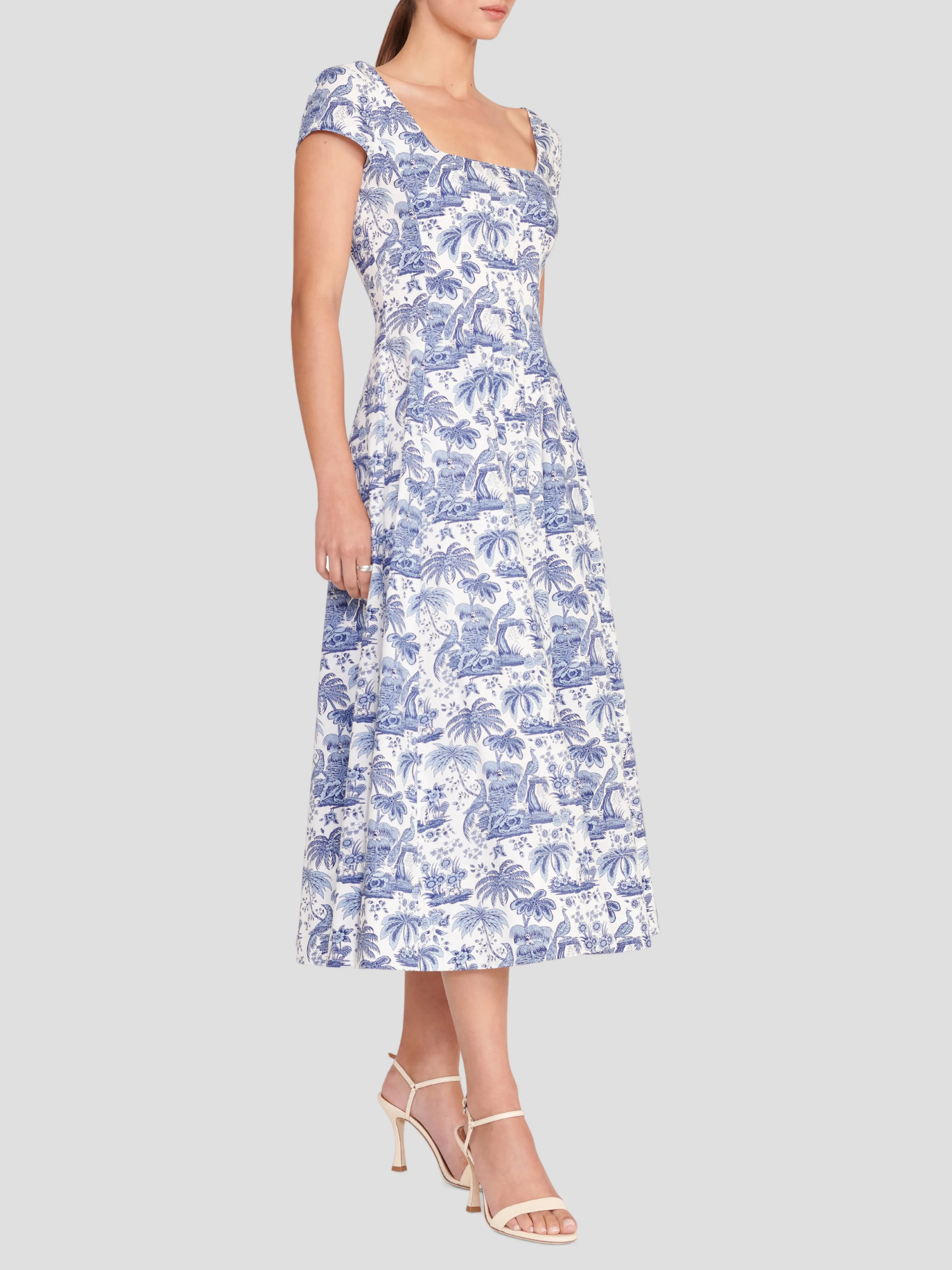 Wells Short-Sleeve Printed Midi Dress