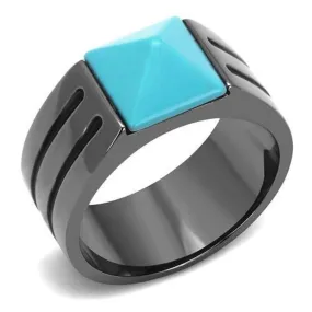 WildKlass Stainless Steel Ring IP Light Black (IP Gun) Men Synthetic Sea Blue