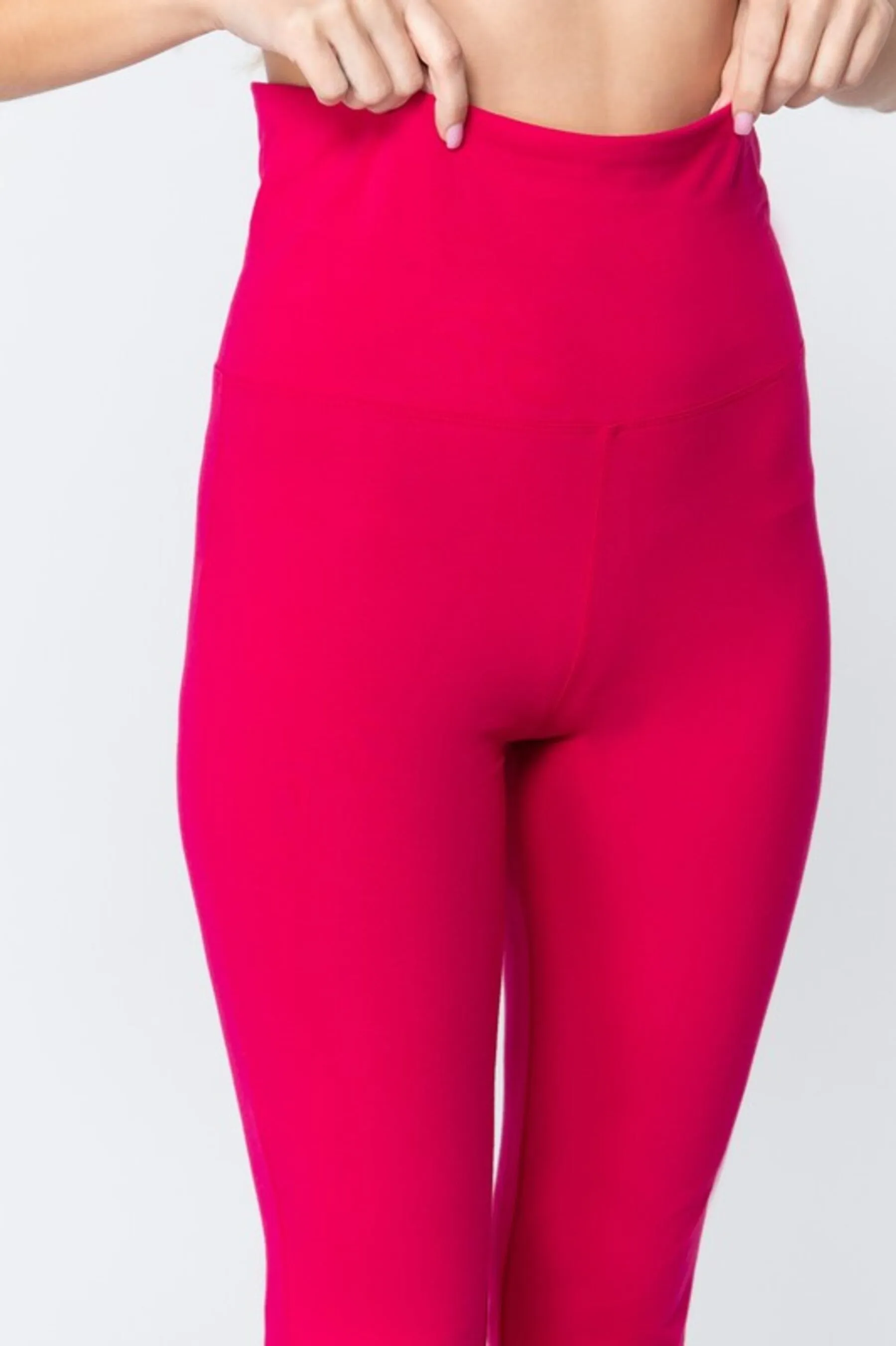 Women's Cotton Spandex Yoga Pants with Fold-Over Waistband